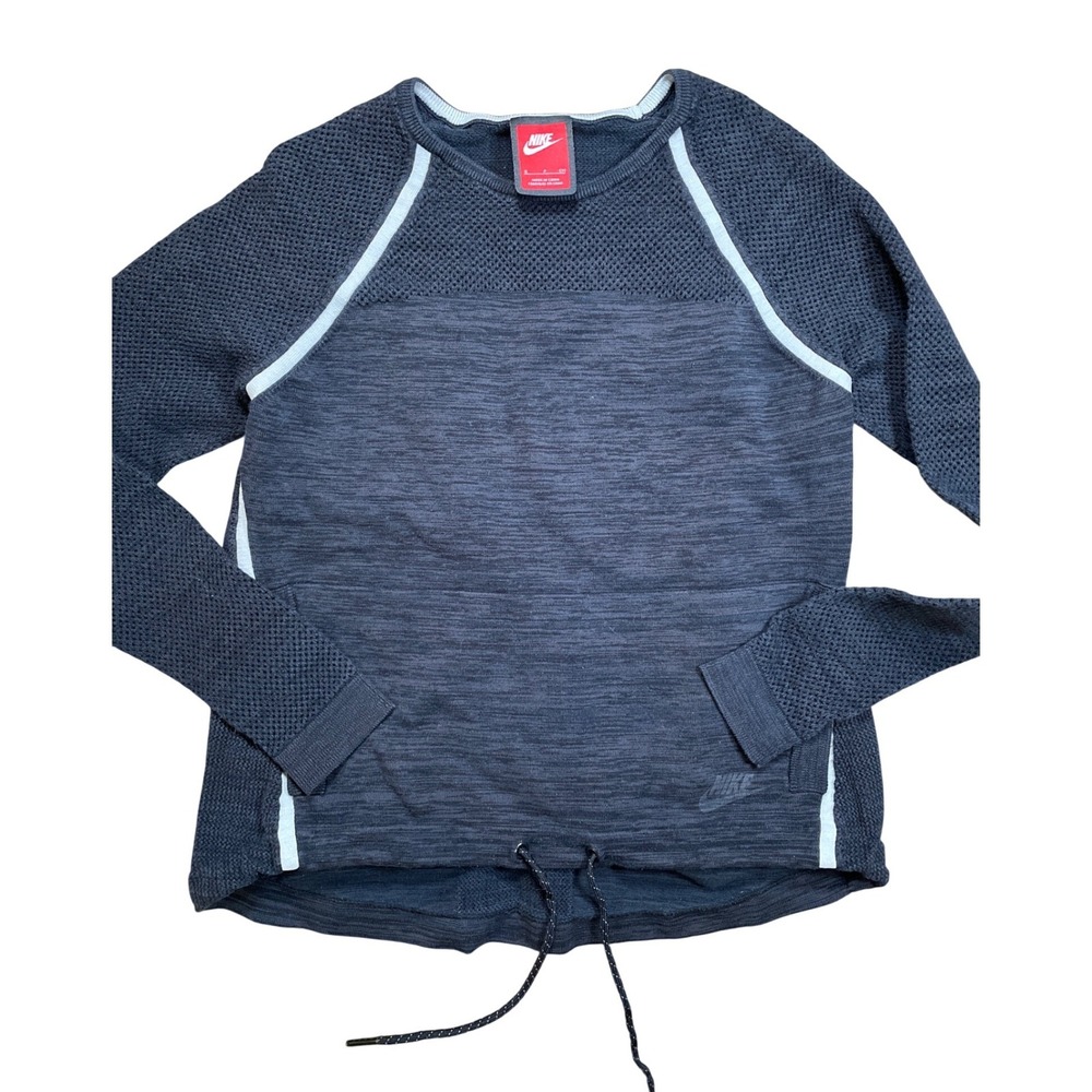 Nike Sportswear Cotton Knit Pullover Top Black White‎ Drawstring mesh Sleeve S